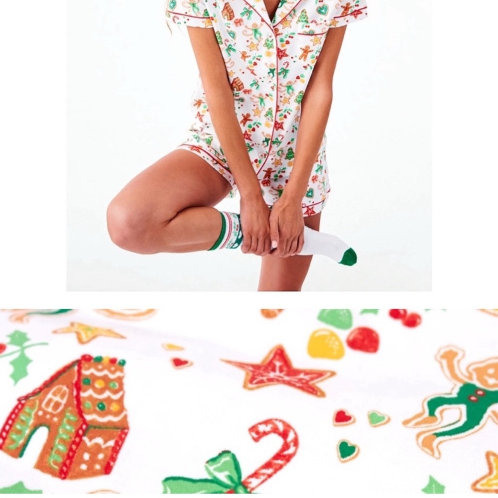 Roller Rabbit Gingerbread Party Polo Pajama Set Small - Picture 2 of 8